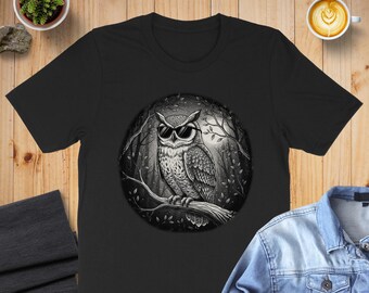 Sudadera o sudadera con capucha de búho, camiseta de búho con gafas de sol, camiseta divertida de pájaro, regalo para amantes de los animales, camiseta con gráfico de naturaleza, camiseta de búho del bosque
