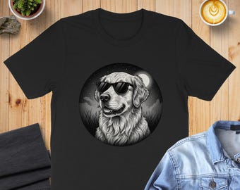 Sudadera o sudadera con capucha de Golden Retriever, gafas de sol para perro, luna y estrellas, regalo para amantes de los perros, diseño único, ropa de moda.