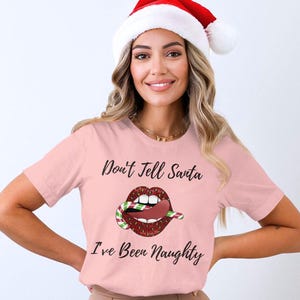 Christmas Naughty T-Shirt, Don&#39;t Tell Santa I&#39;ve Been Naughty Tee, Holiday Christmas Shirt, Funny Christmas Graphic Tee