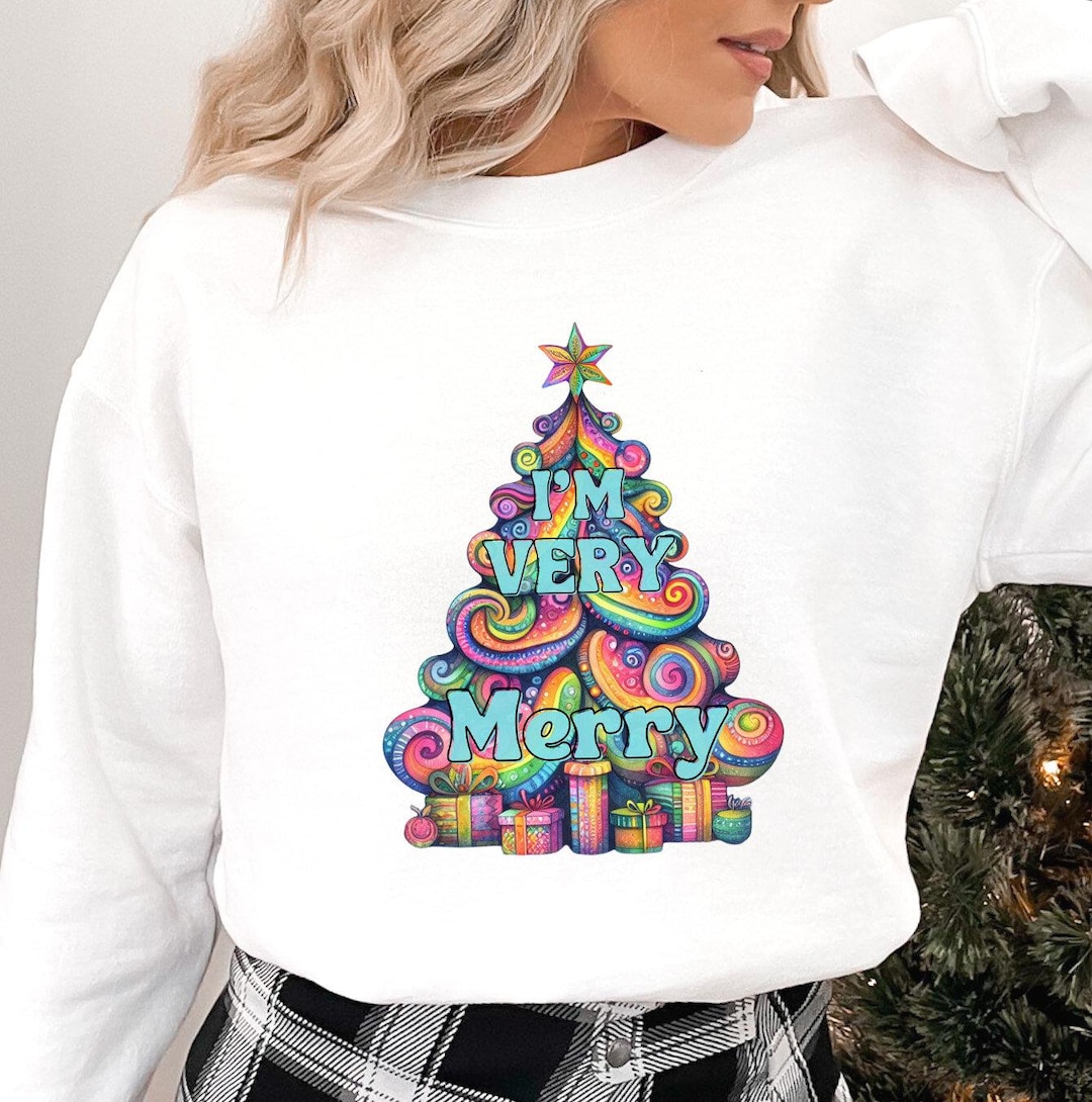Psychedelic Christmas Pattern Print Women Crewneck Sweatshirt
