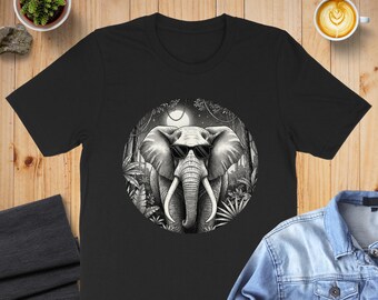 Sudadera o sudadera con capucha de elefante, gafas de sol de elefante, animal de la selva, camiseta gráfica única, regalo divertido para los amantes de los elefantes.