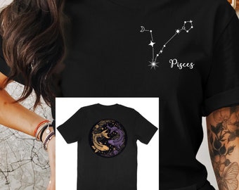 Pisces Zodiac T-Shirt Sweatshirt or Hoodie: Unisex Astrology Constellation Graphic