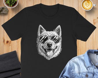 Sudadera o sudadera con capucha con diseño de perro, divertida camiseta con gafas de sol, regalo para amantes de las mascotas, elegante camiseta con estampado único de perro, tendencia actual.