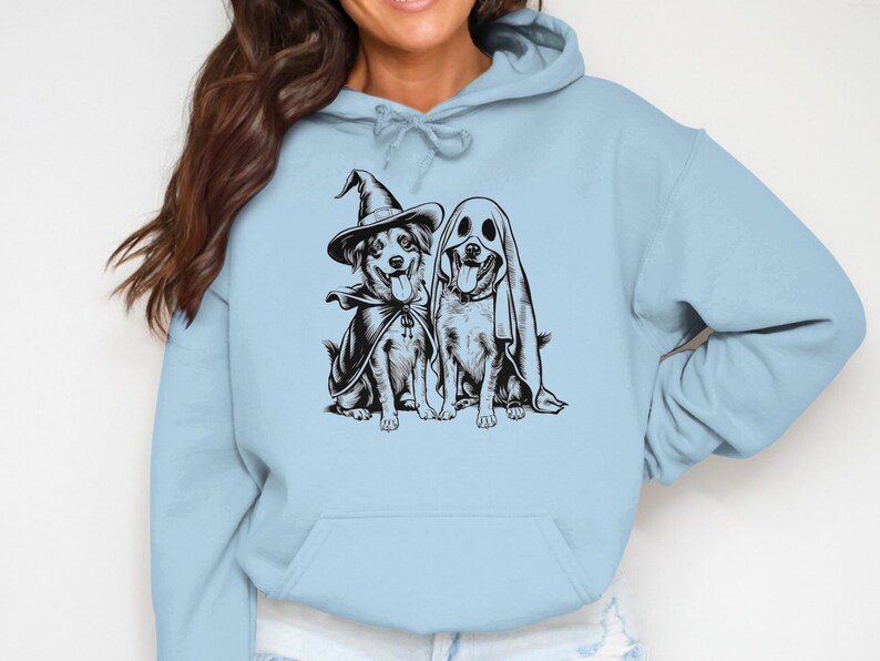 T-shirt à capuche ou sweat-shirt pour chiens mignons d'Halloween, conception drôle de fantôme et de sorcière, t-shirt cadeau pour amoureux des animaux de compagnie, tenue de fête d'Halloween, chemise pour amoureux des chiens image 10