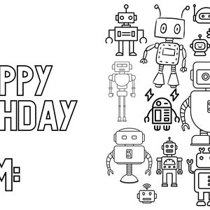 Robot Birthday Label