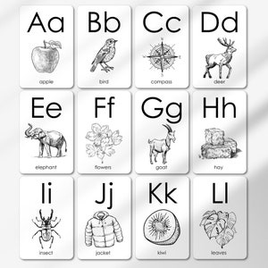 Cartes alphabet imprimables, cartes Montessori, ressources pour l’école à la maison, cartes ABC simples, imprimables pour l’école à la maison, cartes Flash ABC en classe