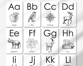 Printable Alphabet Cards, Montessori Cards, Homeschool Resources, Simple ABC Cards, Homeschool Printables, Classroom ABC Flashcards