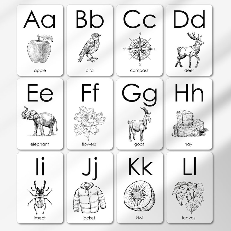 Printable Alphabet Cards, Montessori Cards, Homeschool Resources