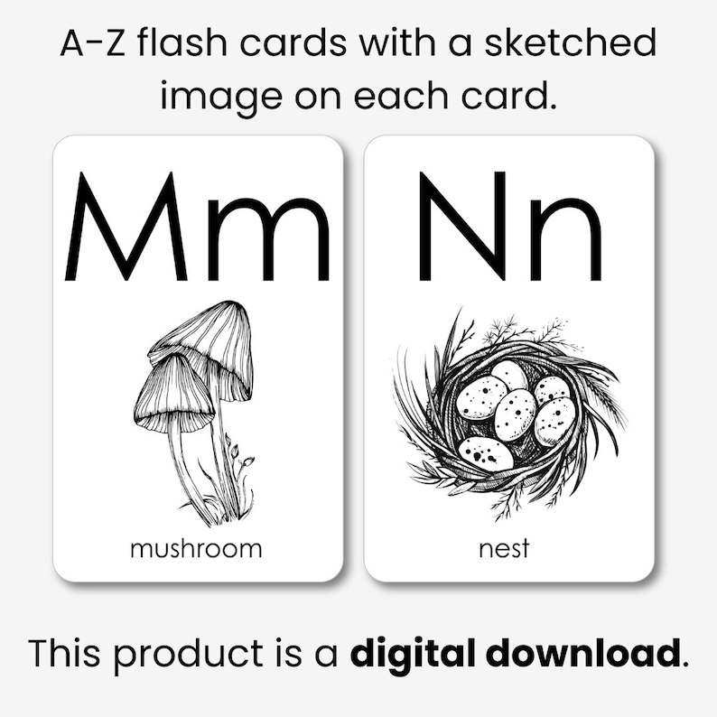 Printable Alphabet Cards, Montessori Cards, Homeschool Resources