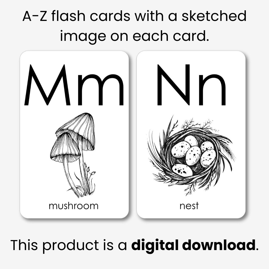Printable Alphabet Cards, Montessori Cards, Homeschool Resources