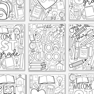 Back to School Coloring Pages, Welcome Back to School Coloring Sheets, Grade Level Coloring Pages, Printable Back to School Coloring Sheets