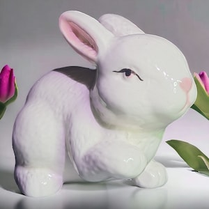 Vintage Bunny Figurine Ceramic