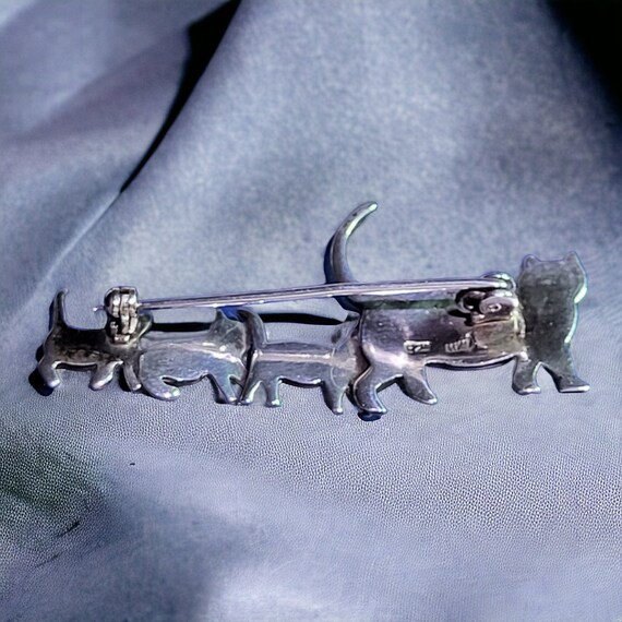 Vintage Mexico 925 Cat Brooch Sterling Silver Mam… - image 8