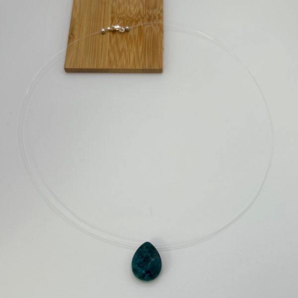 Collier sur Fil Goutte Facettée Apatite Bleue