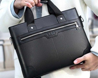 14inch Waterproof Men Letter Graphic Briefcase Double Handle, for Business Travel and Work