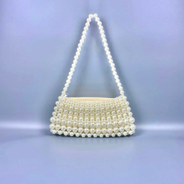 Fashionable Faux Pearl Beaded Single Shoulder Bag