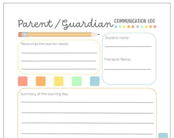 ABA親/保護者コミュニケーションログ - 応用行動分析 - RBT - 自閉症 - ABAセラピスト - 毎日のコミュニケーションログ