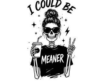 Esqueleto sarcástico con café PNG, diseño divertido de calavera de Halloween (descarga digital)