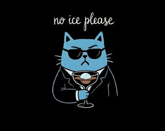 Gato gracioso, sin hielo, PNG, diseño para amantes del café (descarga digital 300 DPI)