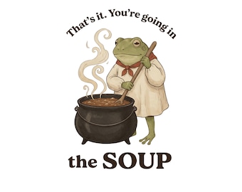 Rana divertida PNG, diseño cottagecore de Wizard Soup (descarga digital)