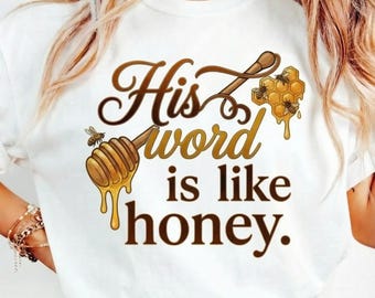 Su palabra es como miel PNG / Cita bíblica inspiradora PNG / Arte mural cristiano descargable digital / Diseño de cita imprimible