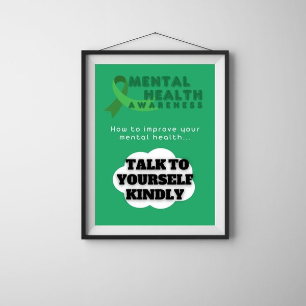 Mental Health Awareness Poster - Printable Wall Art, Inspirational Decor, Instant Download, A1-A5, PDF File, Support Gift