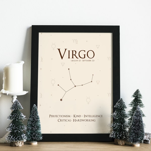 zodiac wall art, virgo constellation, digital product, astrology, poster wall art, virgo zodiac, wall art print, virgo birthday gift