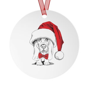 Basset Hound "Santa" - Metal Ornaments