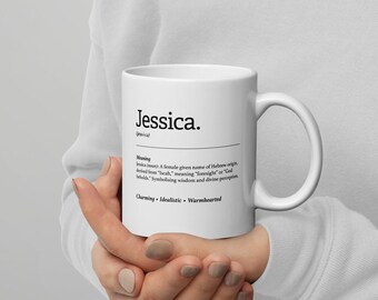 Persönliche Tasse Mit Namen 'Jessica' – Kaffeebecher Im Coffee-Mug Design, Schwarz-weiß, 200 Ml, Spülmaschinenfest & Kratzfest