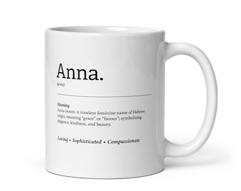 Taza de café personalizada Anna: un regalo con un nombre significativo para cumpleaños, Día de la Madre y Navidad.