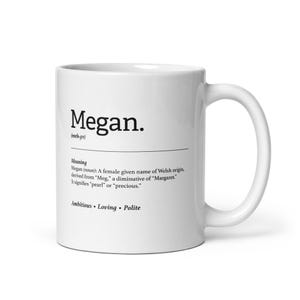 Megan Personalised Coffee Mug - Meaningful Name Gift, Birthday, Mother&#39;s Day and Christmas Gift Idea