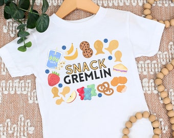 Snack Gremlin T-shirt drôle pour tout-petits, T-shirt tendance pour garçons, chemise jolies filles, chemise collation pour enfants, chemise pour bébé amateur de collations, cadeau pour les enfants