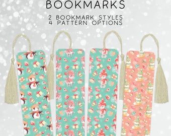 Cute Christmas Animal Bookmarks, Kids Bookmarks, Handmade Bookmark, Holiday Bookmarks,  Book Lover Gift, Gifts for Readers, Xmas Bookmarks