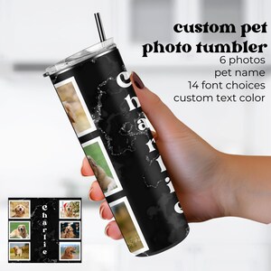 Custom Pet Photo 20oz Skinny Tumbler, Personalized Keepsake Sentimental Gifts, Memorial Gift, Unique Christmas Present, Travel Mug, Dog Cat