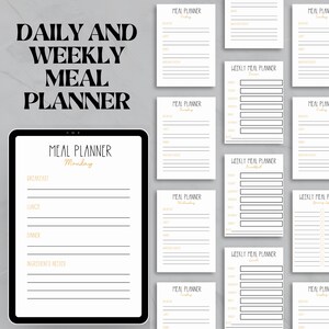 Weekly Meal Planner and Grocery List, Daily Meal Planner, Meal Tracker, Meal Prep Planner, Goodnotes Meal Planner, Printable Meal Planner
