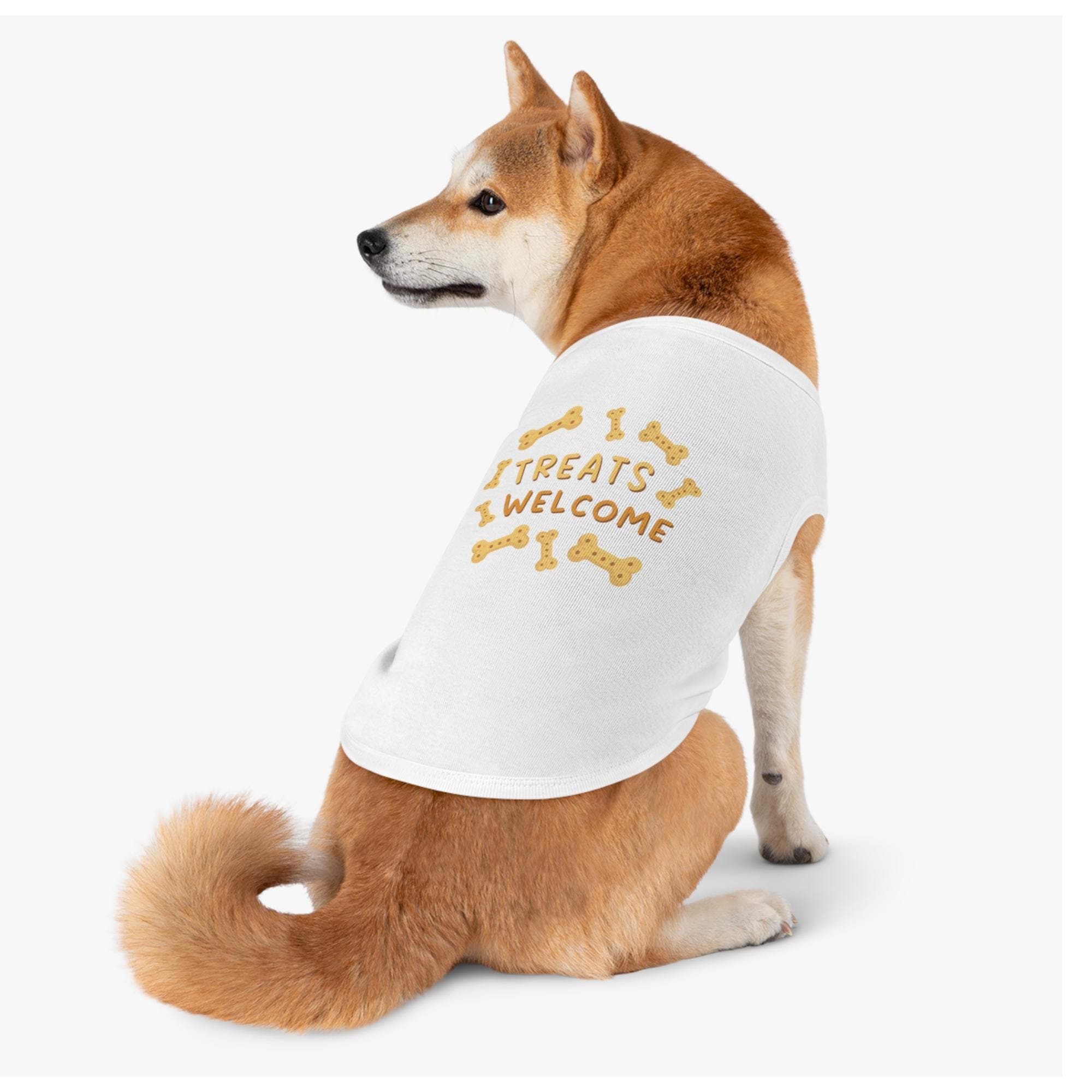 Treats Welcome Pet Tank Top, Cute Dog Shirt, Funny Pet Apparel, Summer Dog Clothing, Unique Gift for Dog Owners, Dog Bones, Dog Apparel