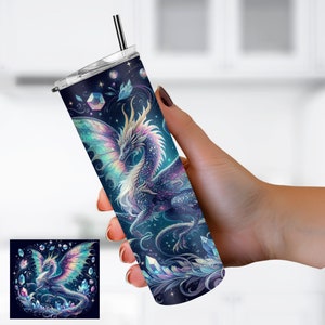 Mystical Dragon Tumbler 20 oz with Lid and Straw, Fantasy Dragon Tumbler, Dragon Lover Tumbler, Gift for Him, Husband Gift, Gift for Her