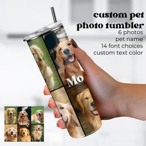 Custom Pet Photo 20oz Skinny Tumbler, Personalized Keepsake Sentimental Gifts, Memorial Gift, Unique Christmas Present, Travel Mug, Dog Cat