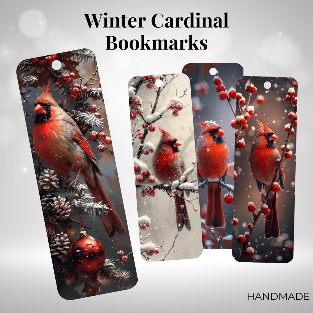 Winter Cardinal Bookmark With Tassel, Bird Bookmark, Birdwatcher Gift ...