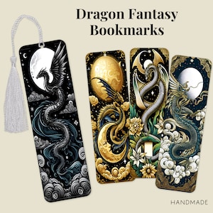 Dragon Metal Bookmark with Tassels, Fantasy Reader Bookmark, Handmade and Unique Bookmarks, Kids Bookmarks, Individual or Set of 4