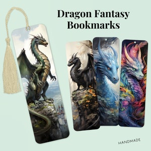 Dragon Metal Bookmark with Tassels, Fantasy Reader Bookmark, Handmade and Unique Bookmarks, Kids Bookmarks, Individual or Set of 4