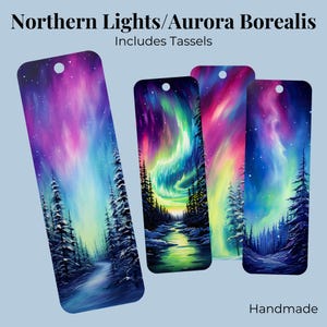 Northern Lights Bookmarks, Aurora Borealis Bookmark with Tassel, Unique & Handcrafted Gift, Fantasy Reader Gift, Bookworm, Book Lover Gifts