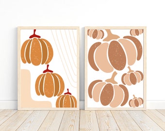 Pumpkin Boho Wall Art Prints: Fall Decor (Digital Download)