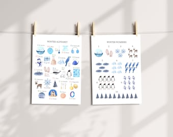 Winter Alphabet and Number Poster: ABC Learning Activity (Digital Download)