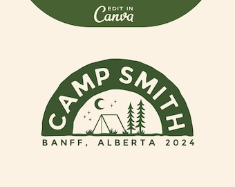 Retro Camp-logotyp | DIY-redigerbar Camp Canva-logotyp | Mall för lägerlogotyp | Möhippa-logotyp | Camping-logotyp | Camp Bach-logotyp