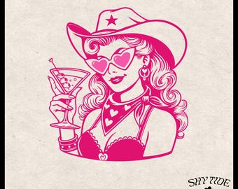 Boho Cowgirl Heart Sunglasses SVG PNG, Retro Cowgirl Pinup, Funny Cowgirl Clipart, Boho Western Cowgirl, Wild West PNG