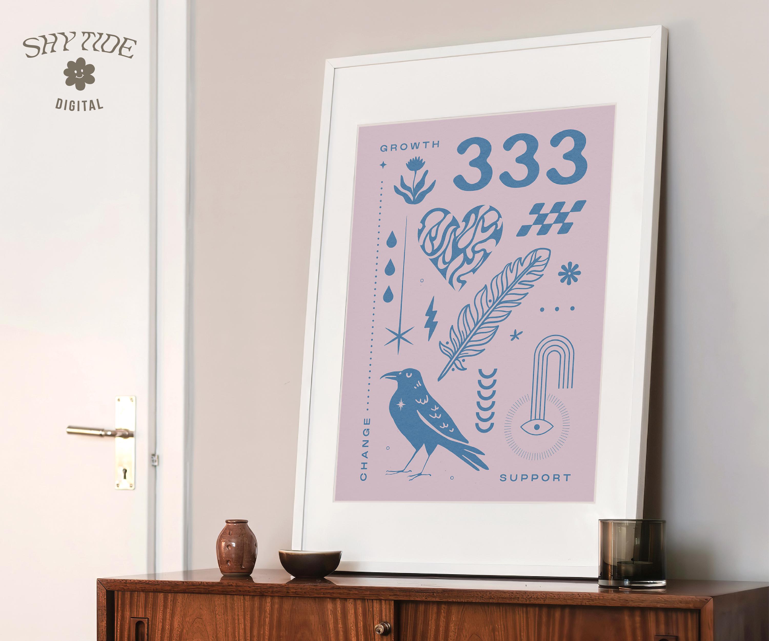 Angel Number 333 Digital Download | Purple Y2K Dopamine Decor Artwork ...