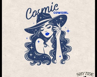 Cosmic Cowgirl SVG PNG, Retro Cowgirl Clipart Cut File, Boho Western Cowgirl, Cowgirl Illustration, Wild West