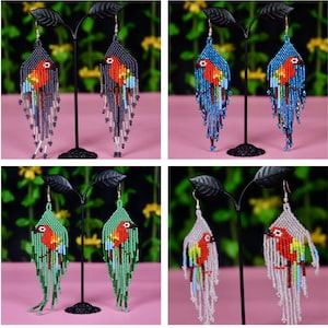 beaded earrings, handmade earrings, huichol earrings, gift handmade