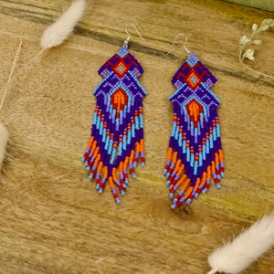 Pendientes de cuentas、joyerías únicas aretes hechos a mano arete artesanal Pendientes étnicos Pendientes de cuentas nativas americanas
